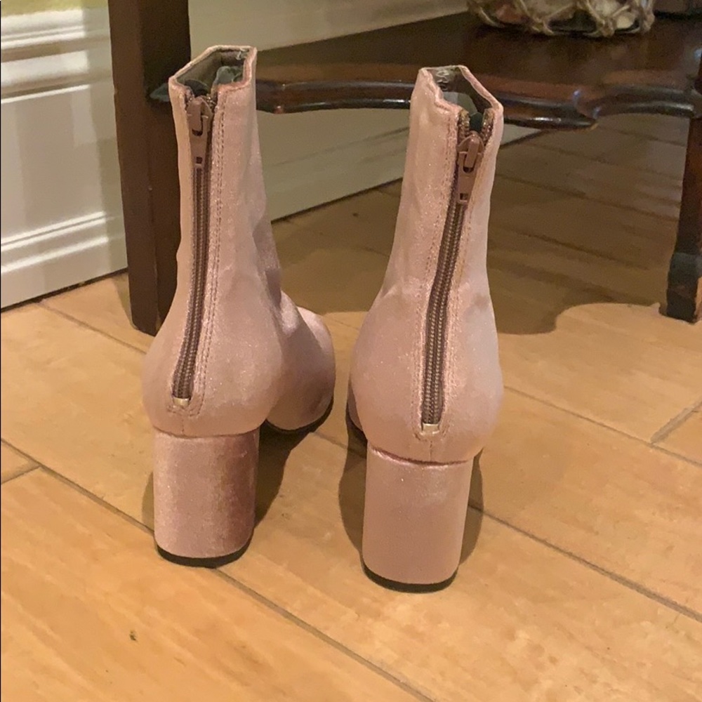 New Free People Cecile Velvet Ankle Boots Pink - Picture 4 of 16